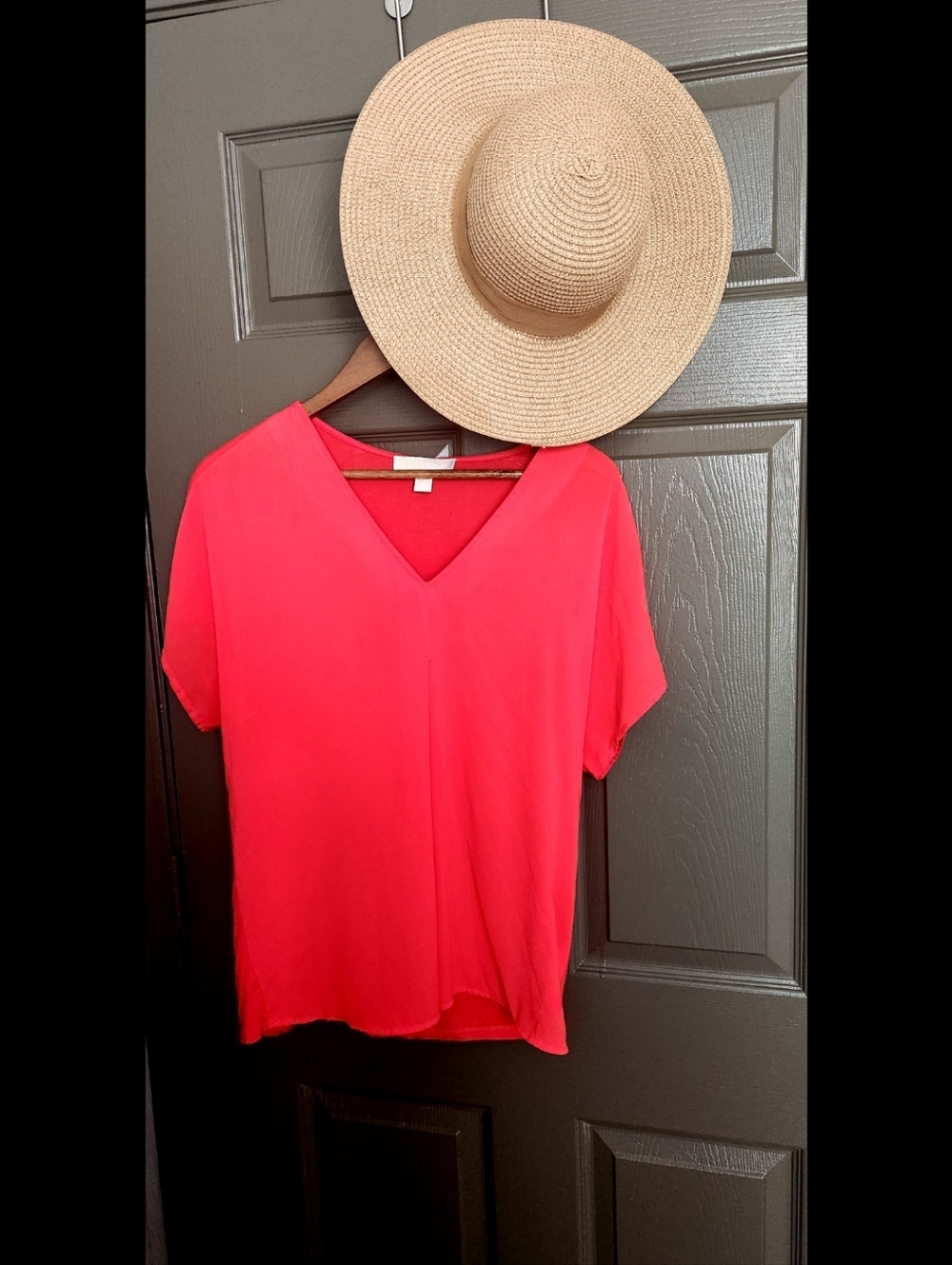 Michael Kors Coral V-Neck Short Sleeve Blouse